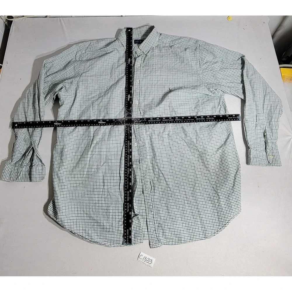 Polo Ralph Lauren Shirt Mens 2XLT Green Navy Tattersall Check Button Down Tall